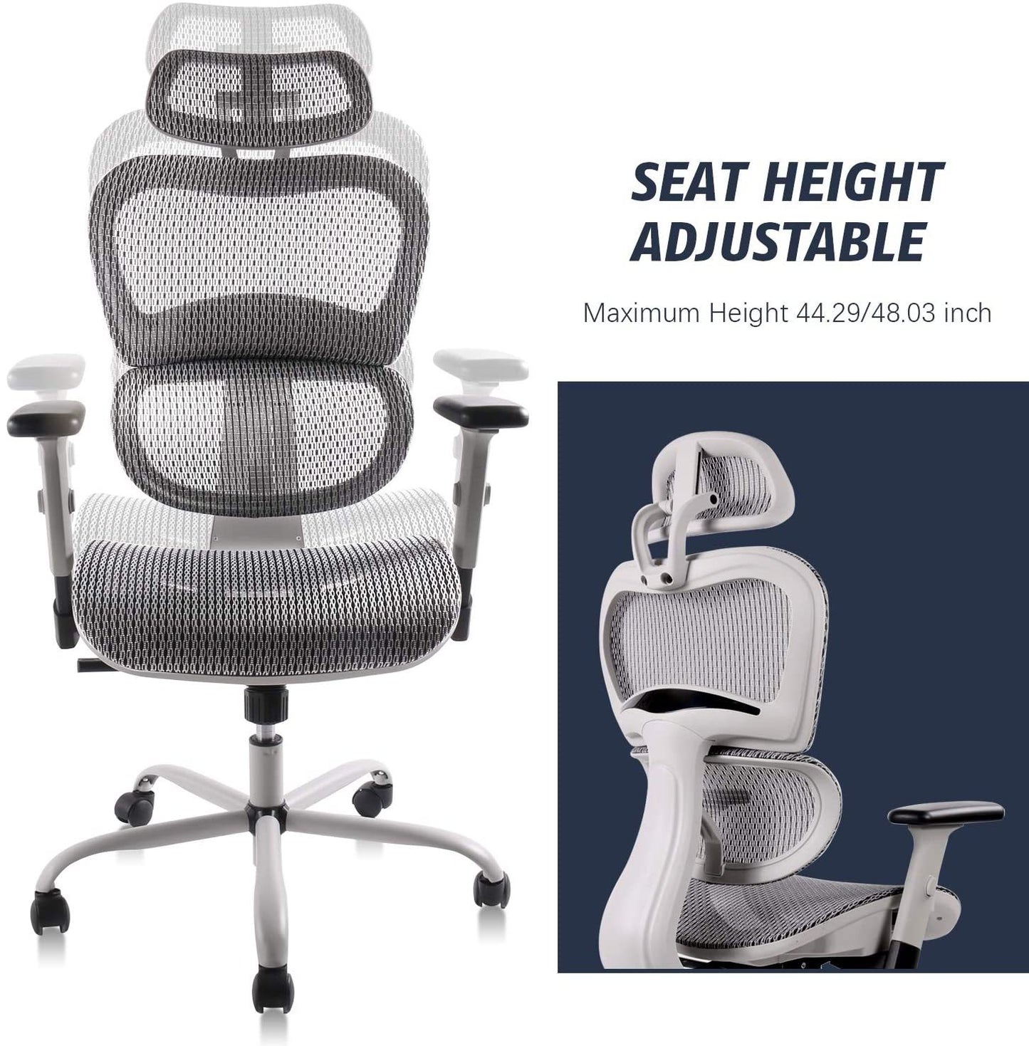 Ergonomic High Back Adjustable Office Chair-GREY