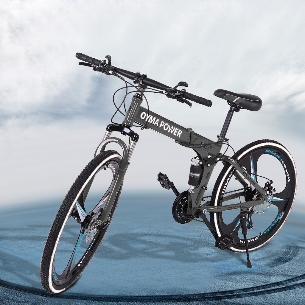 26in Folding Mountain Bike Shimanos 21 Speed Bicycle Full Suspension MTB Bikes
