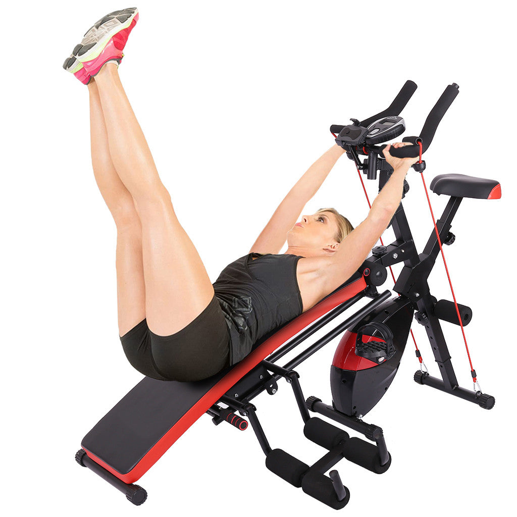 Combination Fitness Machine Indoor Cycling Bike Abdominal Trainers Push Ups Workout Beauty Waist Sit-up Exerciser Home Trainer