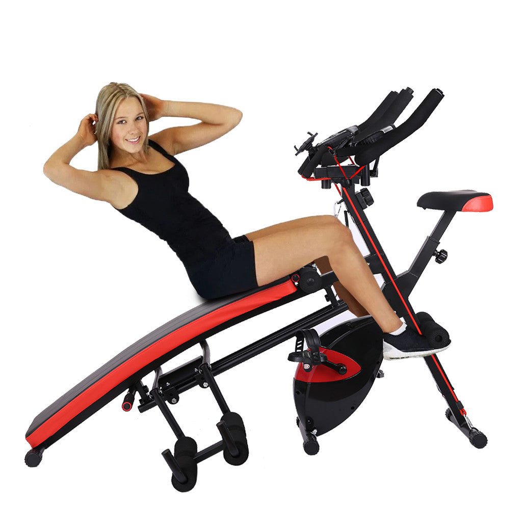 Combination Fitness Machine Indoor Cycling Bike Abdominal Trainers Push Ups Workout Beauty Waist Sit-up Exerciser Home Trainer