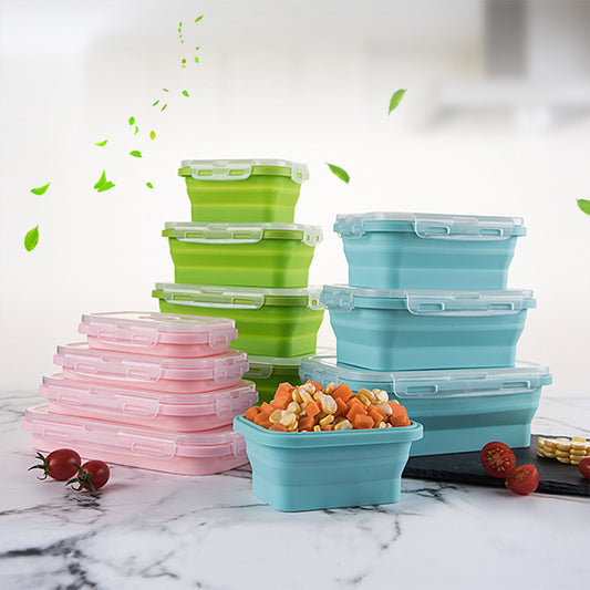FDA silicone foldable microwave storage lunch box set