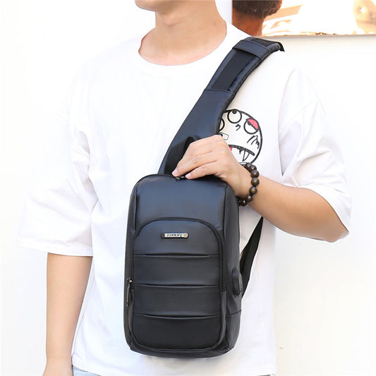 New USB business chest bag men's leisure/ waterproof shoulder bag male oblique cross-cut