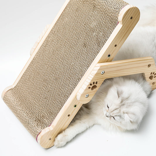 Leji solid wood cat scratch plate grout machine corrugated padside standing two-use large cat miup paw cat toy