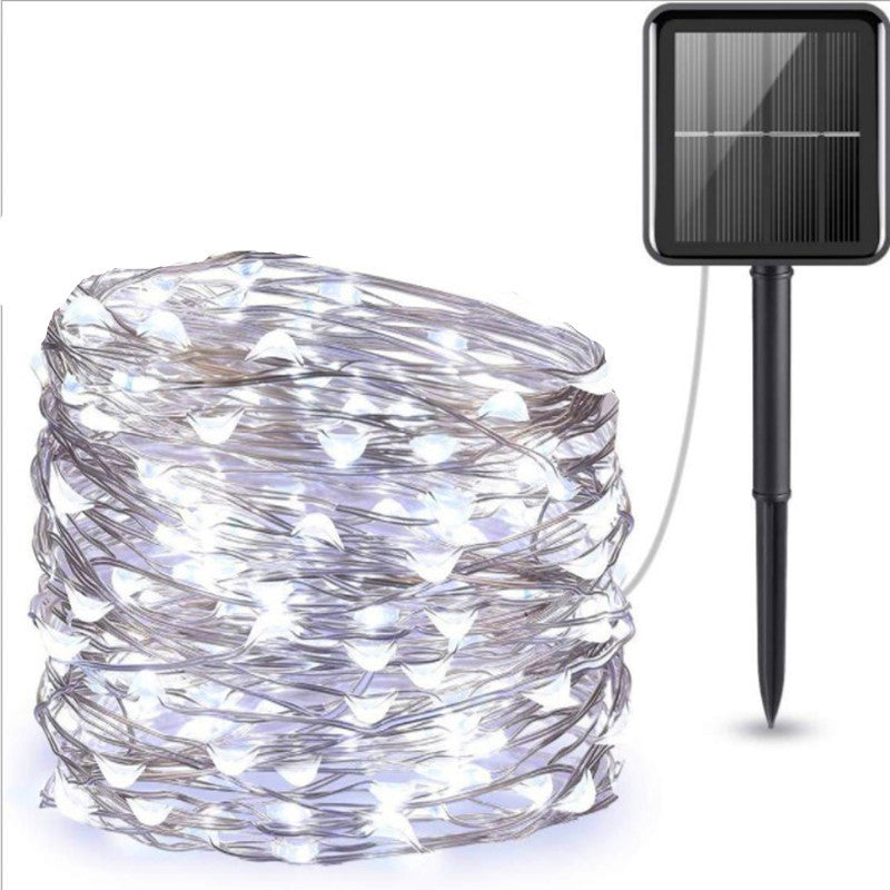 100 200LED Solar Copper Light Strings Outdoor Waterproof Garden Christmas Day Decoration