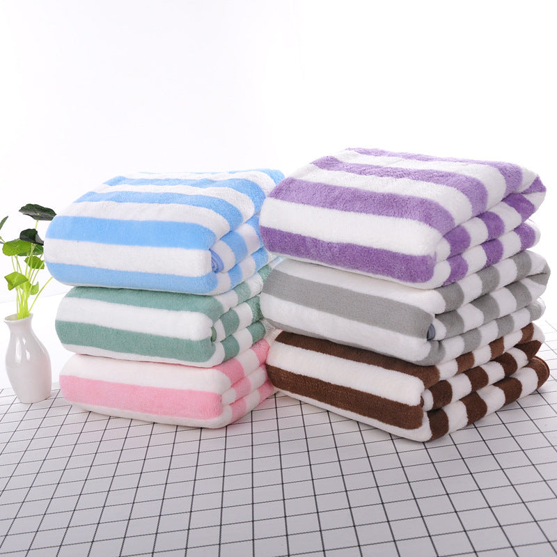 Coral velvet bath towels/soft water absorption striped bath towels