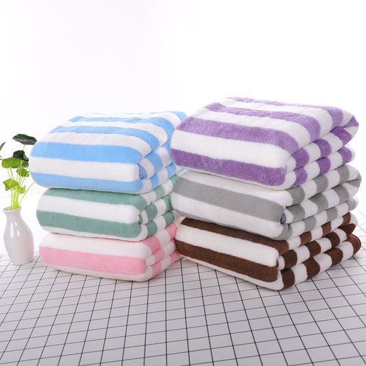 Coral velvet bath towels/soft water absorption striped bath towels