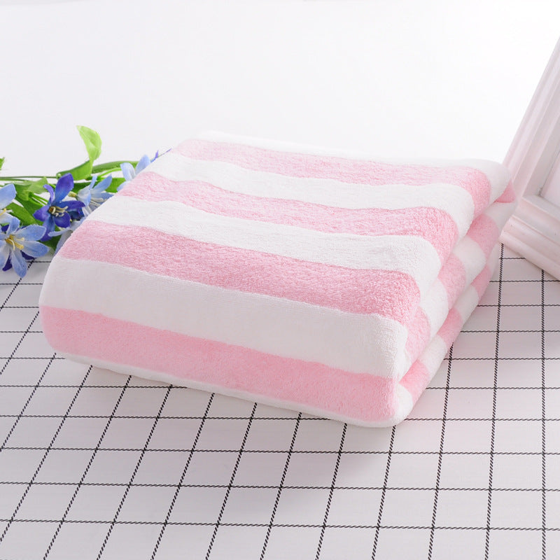 Coral velvet bath towels/soft water absorption striped bath towels