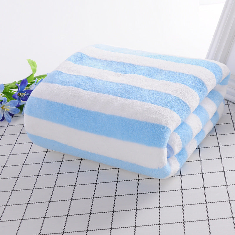 Coral velvet bath towels/soft water absorption striped bath towels