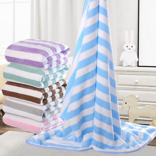 Coral velvet bath towels/soft water absorption striped bath towels