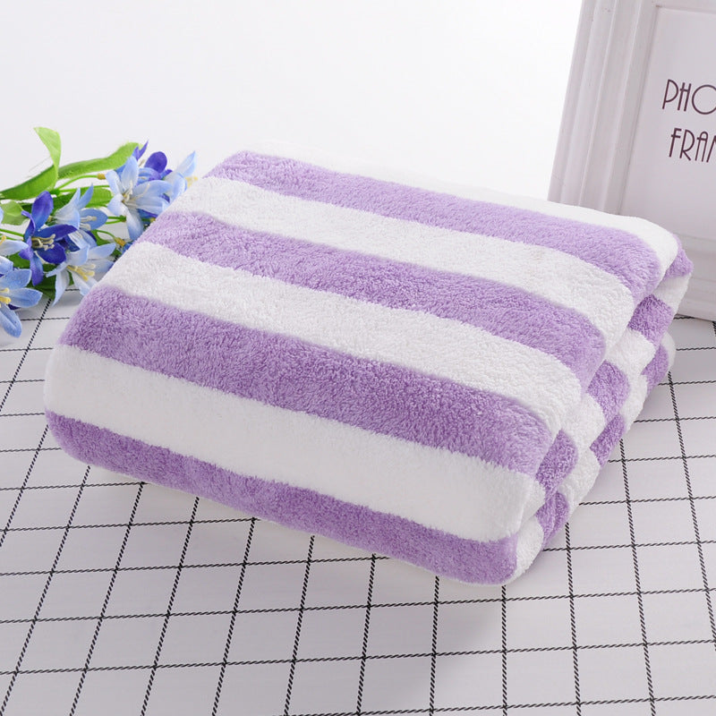 Coral velvet bath towels/soft water absorption striped bath towels