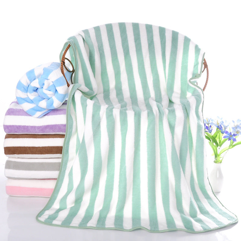 Coral velvet bath towels/soft water absorption striped bath towels