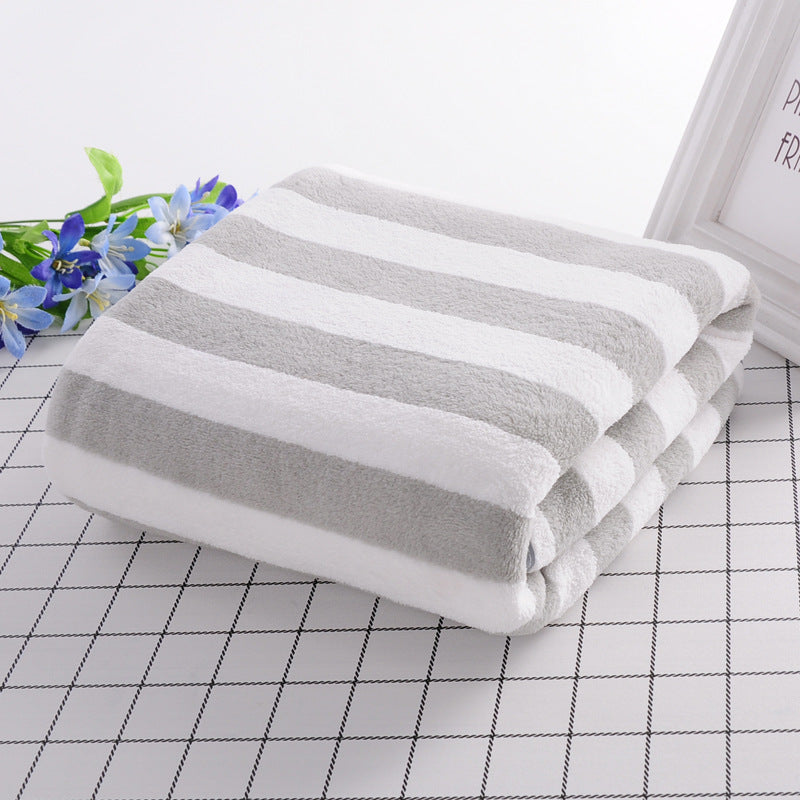 Coral velvet bath towels/soft water absorption striped bath towels