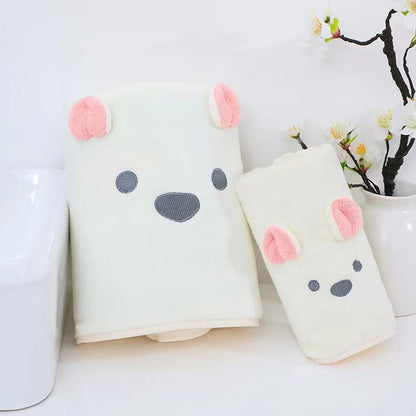 Manufacturers wholesale coral velvet bath towel rabbit ears towel bath towel cartoon cute bath towel soft and comfortable