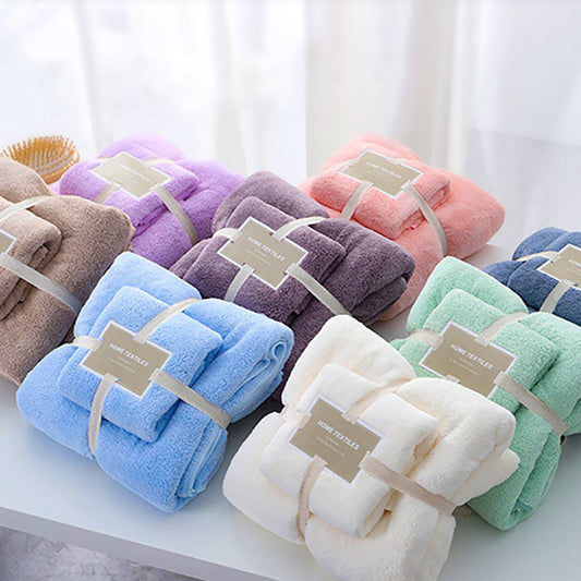 Household coral velvet bath towel set / thickened soft comfortable water absorbing strong two-piece beach towels